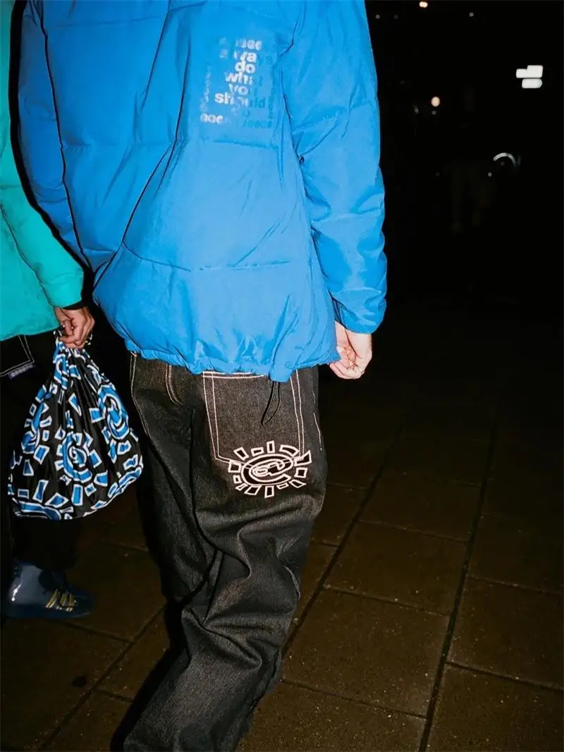 

ADWYSD Basic Sle Straight Leg Jeans Casual Loose Fit ex Long Pants High Street American Trendy Brand Youth ular Denim