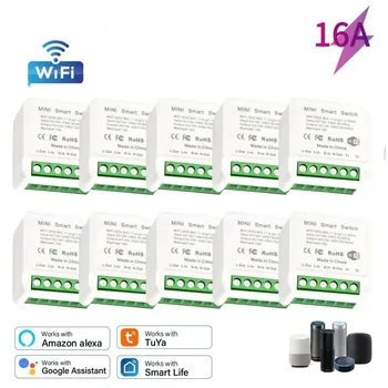 10pcs Tuya 16A WiFi Smart Switch Module 2-Ways Control Timer Switch for Smart Home Voice Control Work with Alexa Google Home