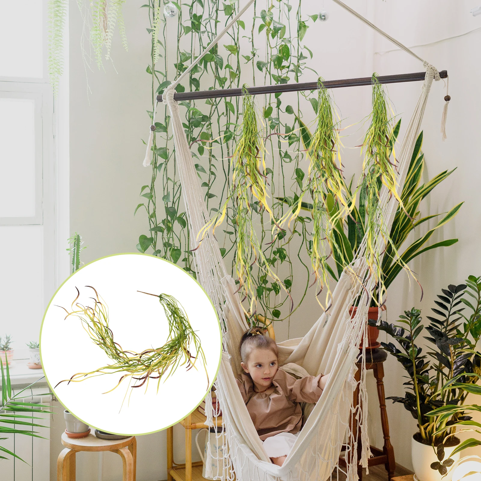 

Artificial Hanging Decor For Outdoors Indoor Wall Decorative Grass Realistic Greenery Bedroom Festivepet Supplies Durable