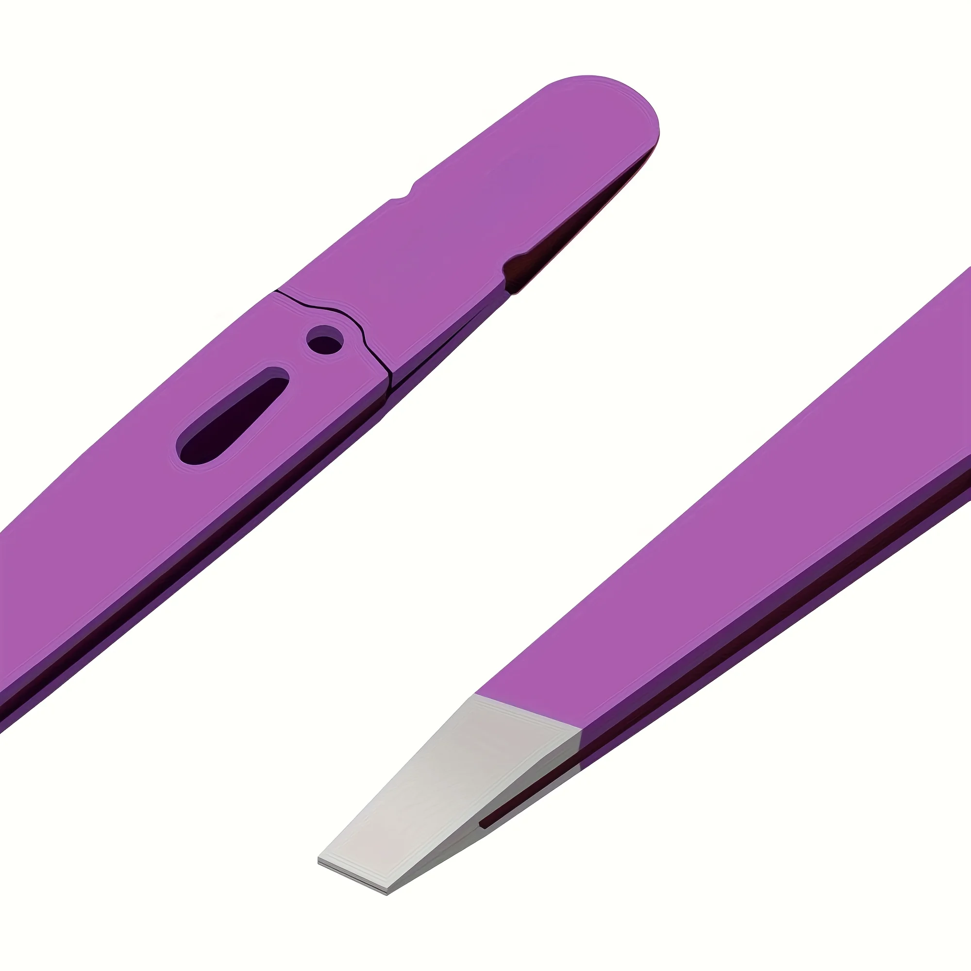 High-Precision Eyebrow & Eyelash Curler Tweezers Purple & Black Slanted Design for Sensitive Beige, Men's Beard Plucking Gifts