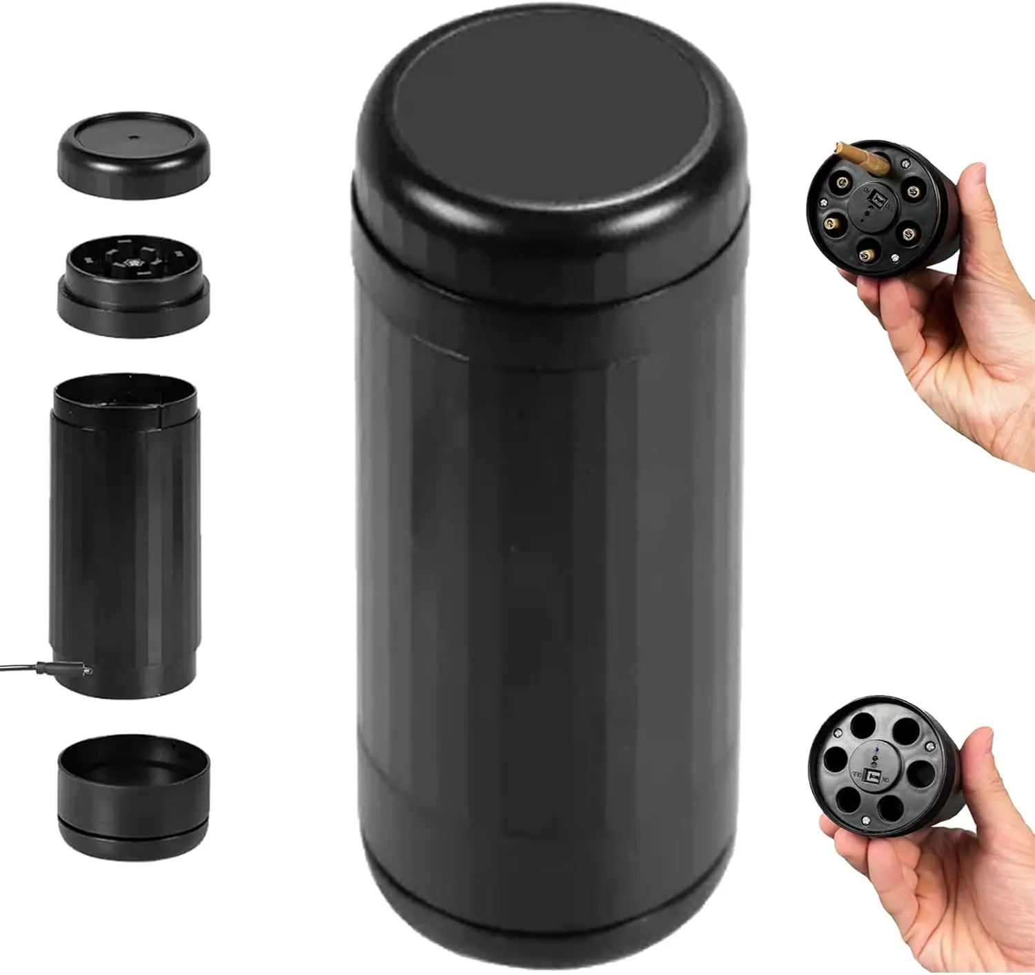 2in1 Electric Herb Grinder Cigarette Paper Filler Machine 6-Hole Plastic Grinder High Power 500Mah USB Rechargeable Shaker Tight