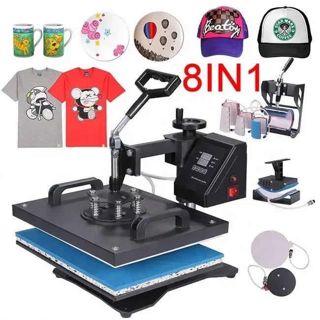 8 in 1 combination, heating of sublimation press mug plate frame mobile phone case t-shirt printer