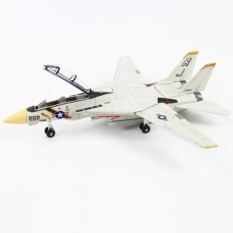1:72 Scale F-14 Tomcat Fighter Jet Model - White & Black ABS Plastic Aircraft With Detailed Design, 10.24inch Length