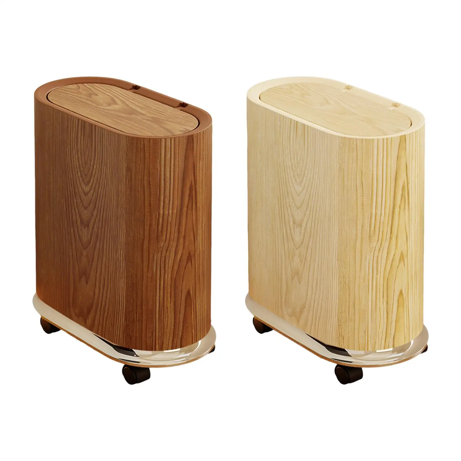 

Trash Bin with Removable Wheels Rubbish Basket Sealed Lid Space Saving Waste Bin, Trash Can Garbage Can for Home, Bathroom