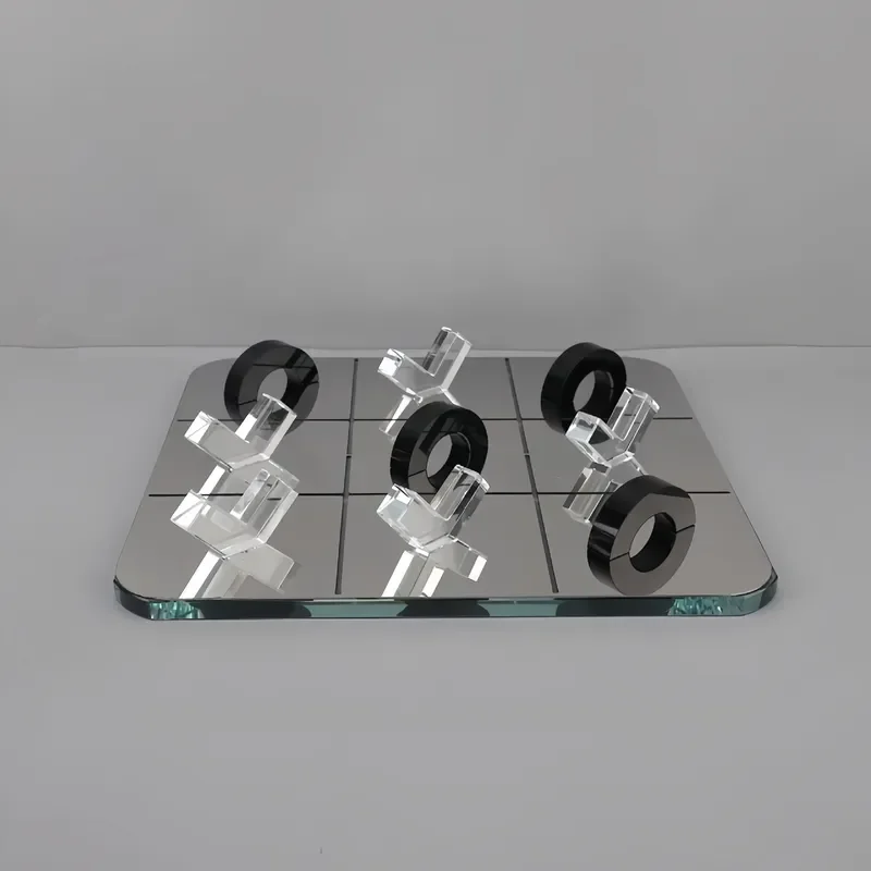 Modern Light Luxury Crystal Glass Chessboard Ornament for Living Room Desktop Home Decor Jiugongge International Game Piece