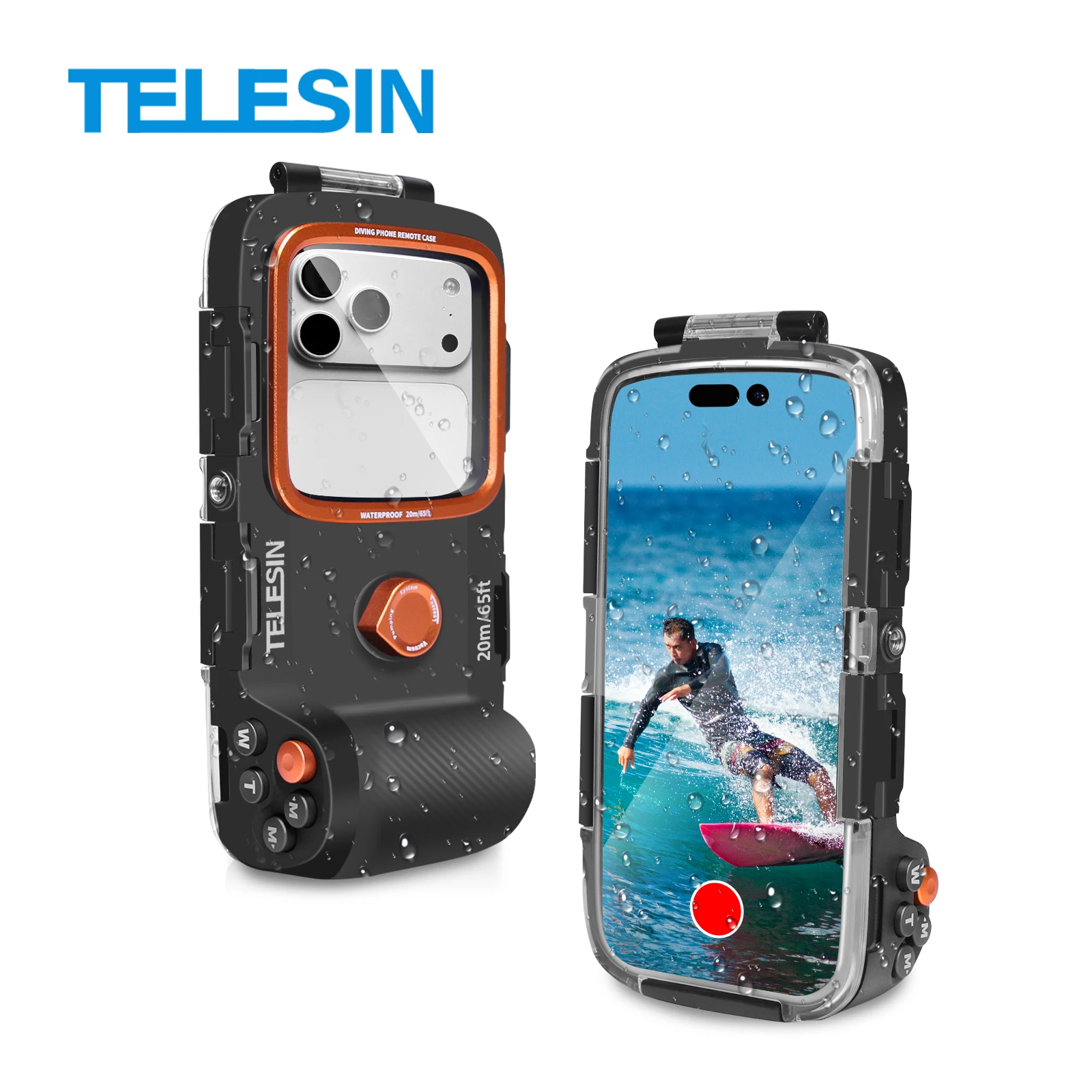 

TELESIN IP68 20M/65ft Diving/Swimming Photography Grip Control Professional Diving Bluetooth-compatible Waterproof Phone Case