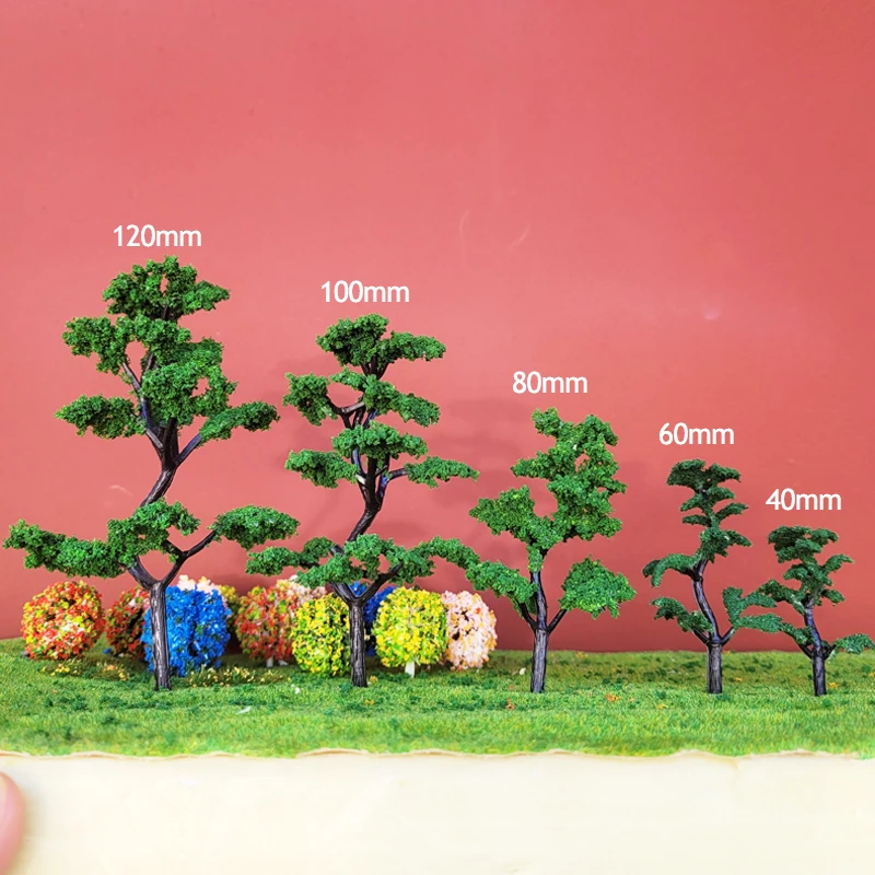 10pcs HO Scale Model Pine Trees Cedar Landscape Train Railway Layout Dioramas Christmas Diy Sand Table Decor 6cm/8cm/10cm/12cm