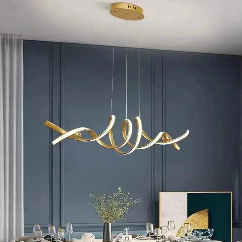 

2026 for Nordic artistic home decor LED chandelier modern long strip pendant lamp dining living room restaurant indoor