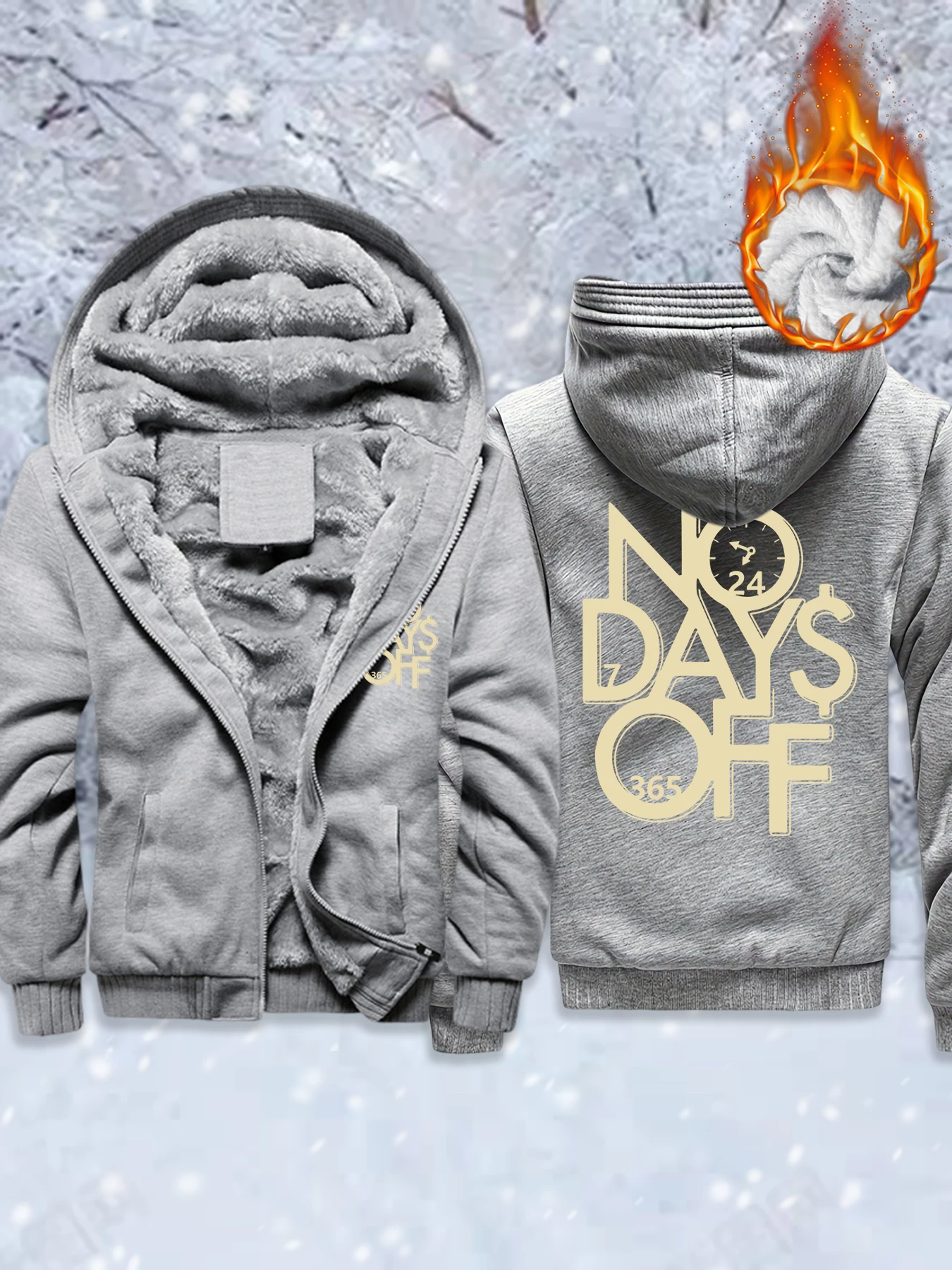 

Мужские флисовые базовые куртки с принтом No Days Off, модная зимняя толстовка с капюшоном, теплое утепленное пальто на молнии, удобная спортивная одежда, топ большого размера