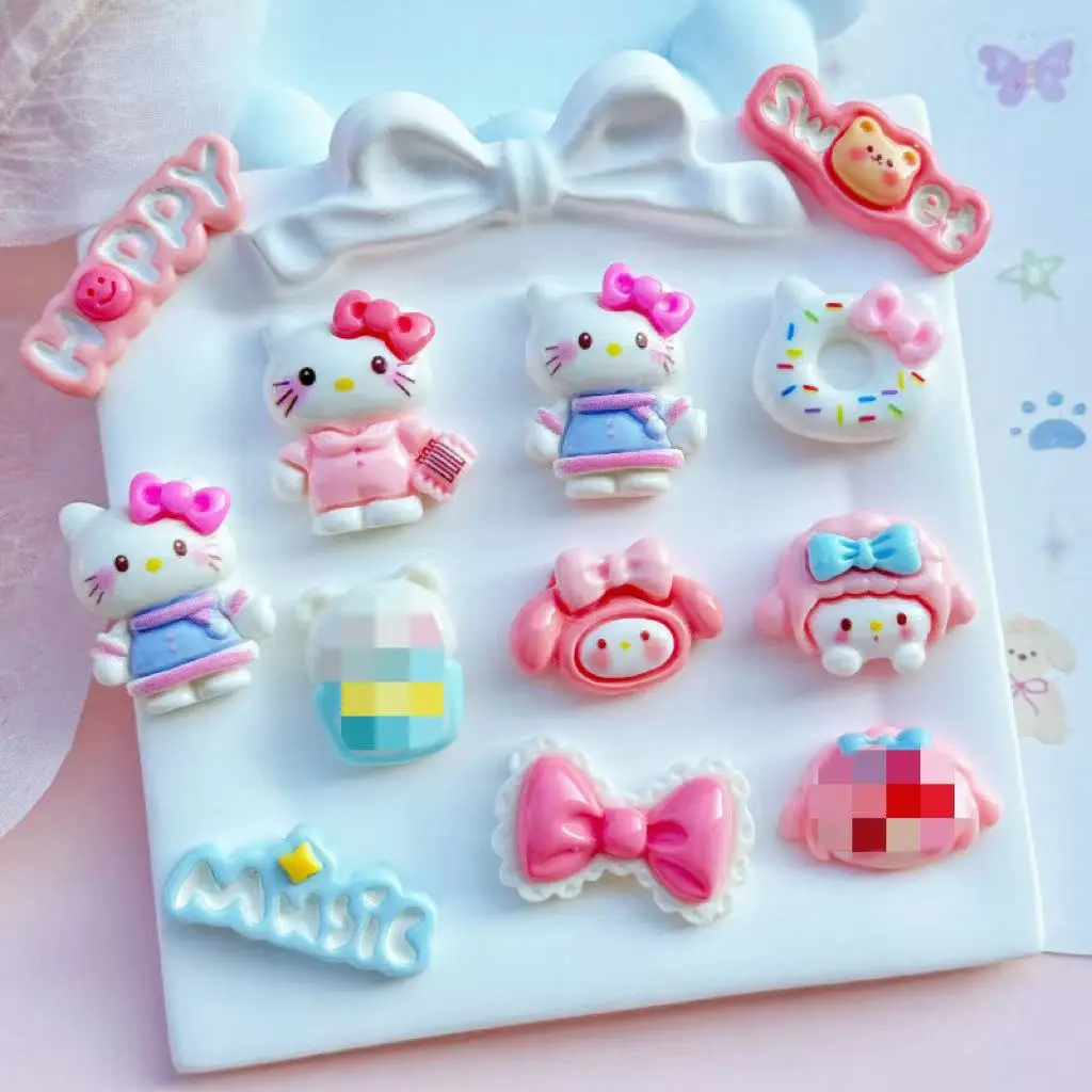 

5 шт. глянцевый милый кот пончик смола DIY ювелирные изделия чехол для мобильного телефона холодильник с плоской задней частью шпилька аксессуары для волос материал оптом