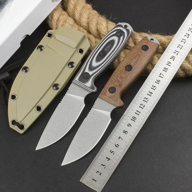 Rowen Straight Knife 9Cr18Mov Blade Flax /G10 Handle Outdoor Camping Hunting Survival Tactical Knives Edc multi Tool