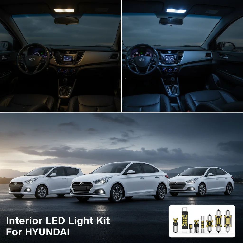 Kit de Luces LED Interiores para Automóvil HYUNDAI I10 Grand I10 Getz I20 I30 IONIQ I40 Kona Bayon Nexo 2002-2021, Color Blanco, Canbus