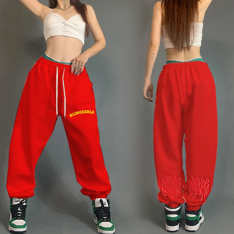 Loose Casual Jazz Dance Women's Sweatpants High Waist Street Sle Printed Trousers Harlan Pants Cotton Fabric Long Trousers