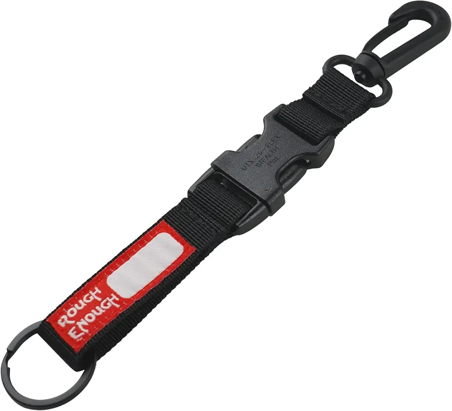 Rough Enough Tactical Quick Release Keychain for Men with Detachable Key Ring with Swivel Hook Black Molle Accessories
