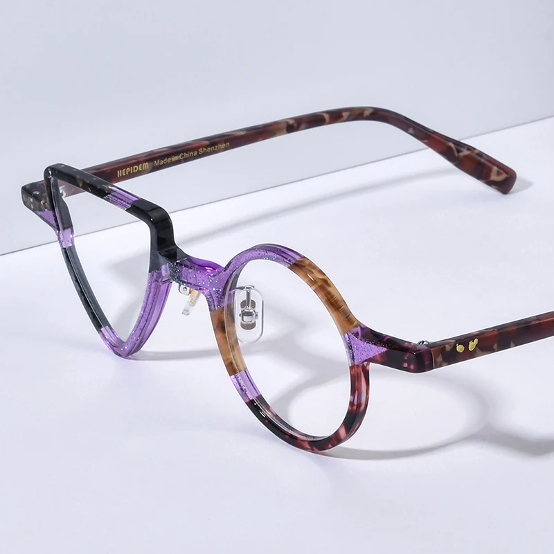 HEPIDEM Acetate Glasses Frame Men 2025 New Retro Round Square Rhomboid Eyeglasses Women Nerd Vintage Eyewear Spectacles 9391