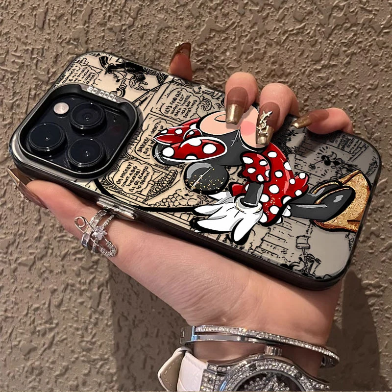 ديزني زوجين ميكي ميني تصفيح القضية آيفون 17 الهواء 16 15 11 12 14 13 برو ماكس XS X XR زائد 8 7 SE 2020 غطاء مقاوم للصدمات