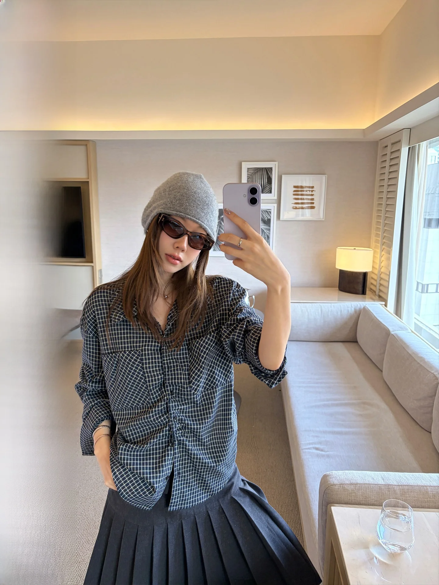 

Женская свободная блузка Ranwear Tokyo Magazine с воротником в стиле ретро, двойной фасон, с эффектом мятости, в клетку, из смесового хлопка и полиэстера