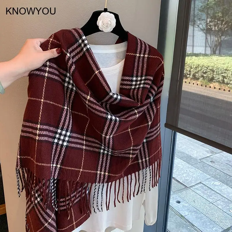 

Роскошный клетчатый шарф, женские теплые шарфы, кашемировая смесь, пашмина, модный Cachecol Feminino, накидка Shwal, новинка 209, зима Bufanda
