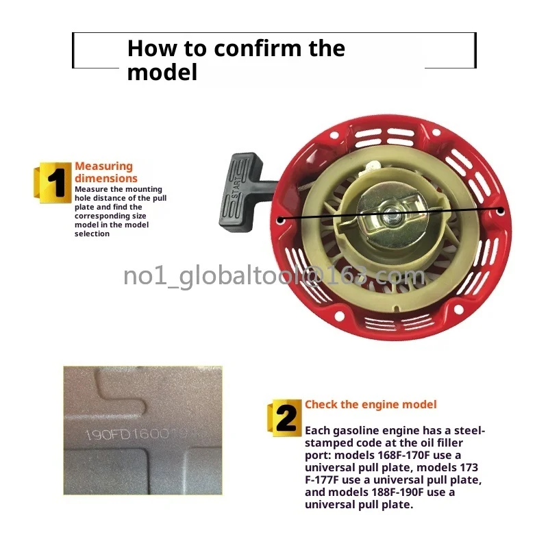 Generator Parts 3/8/5 Kw Water Pump Micro Tiller 168/170F Pull Tray Assembly 188/190 Starter
