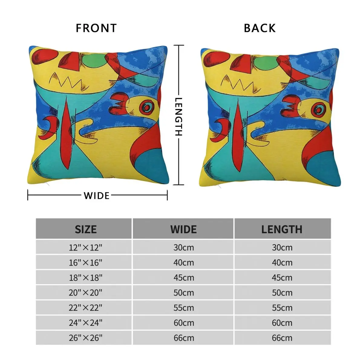 Joan Miro Creatures In Primary Color Pillowcase Polyester Linen Velvet Printed Decorative Throw Pillow Home Cushion Case 45x45