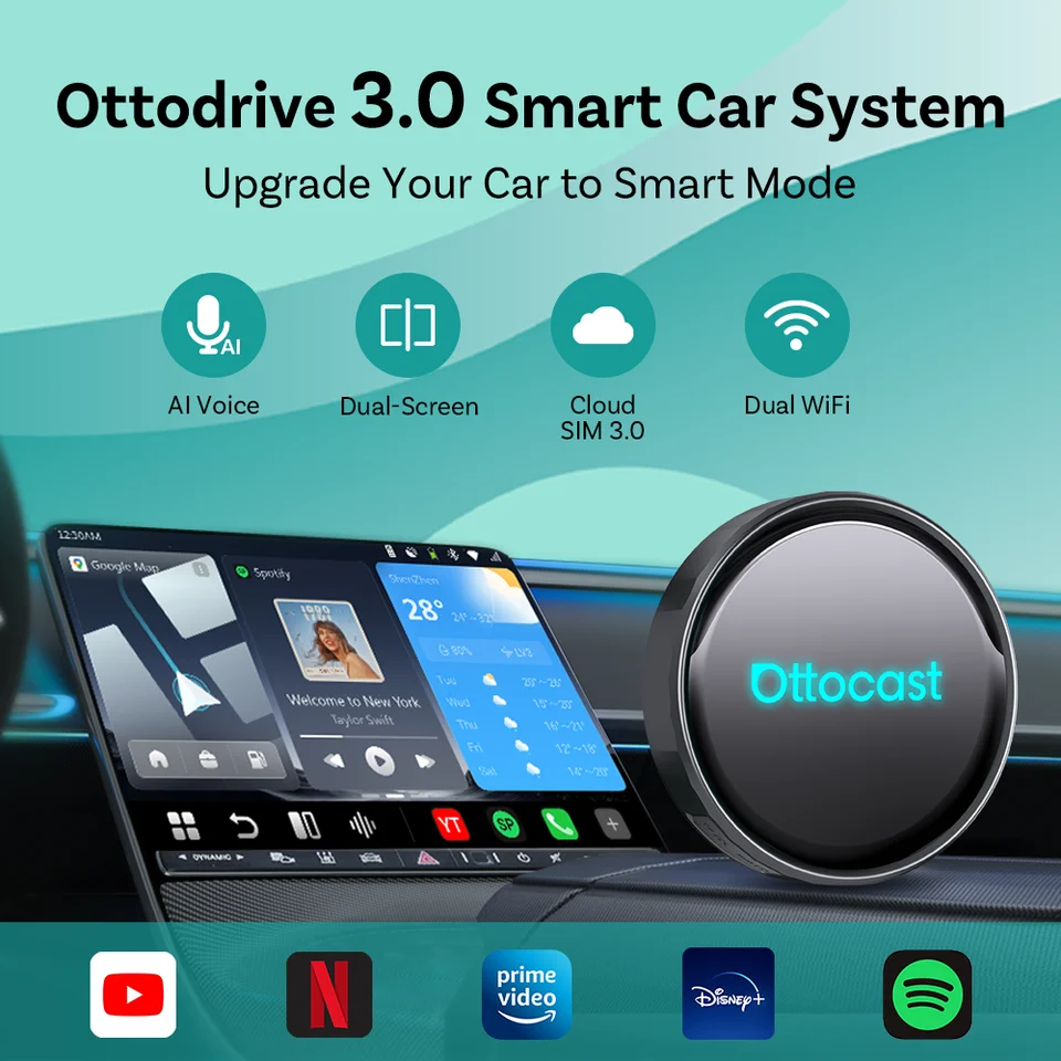 Ottocast P3 Pro Wireless Carplay Box Android Ai Box 8+128G Android