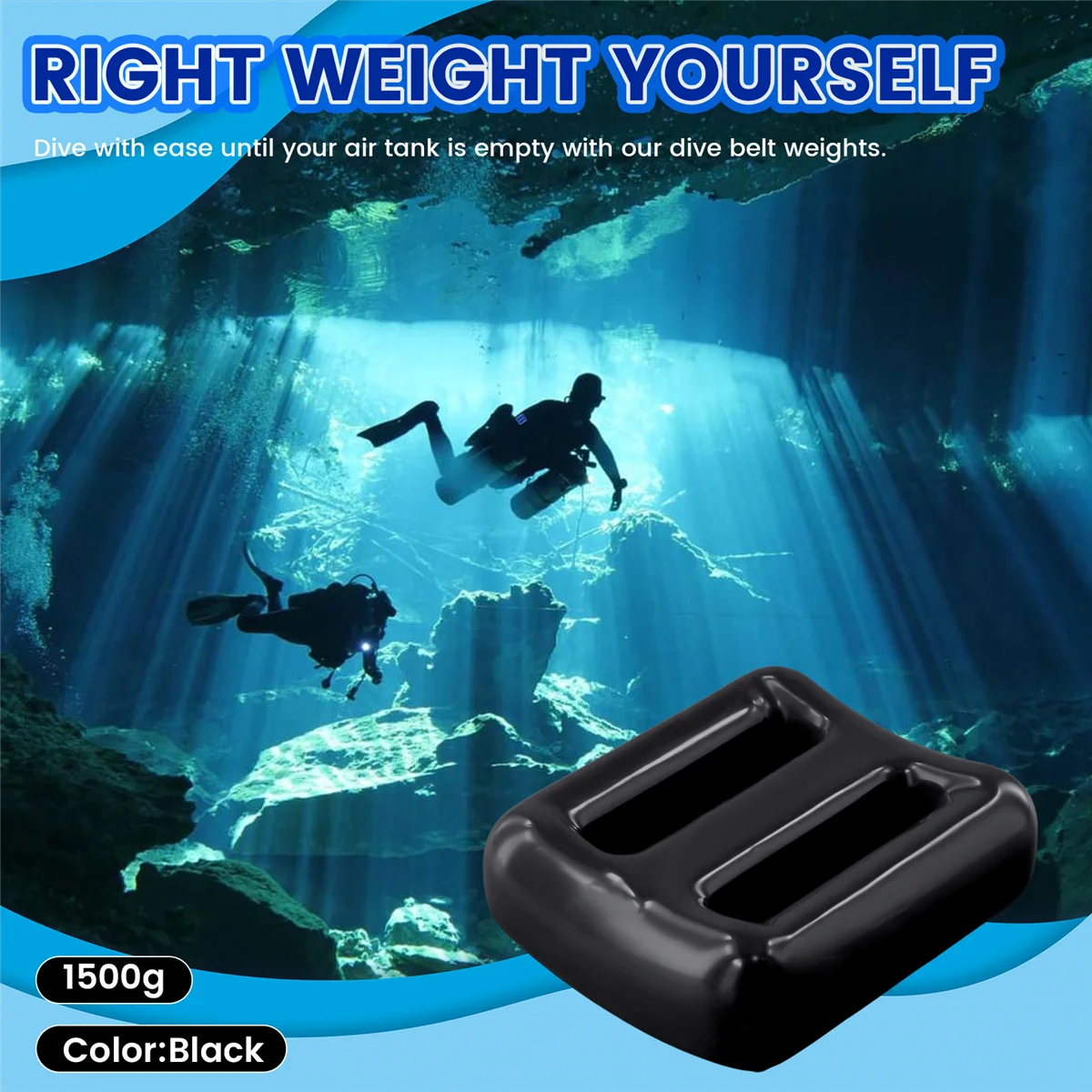 Pesi per immersione per cintura di pesi per immersioni subacquee Pesi per immersione in piombo rivestito Pesi per immersione rivestite, pesi per cintura da immersione 1500 g Nero
