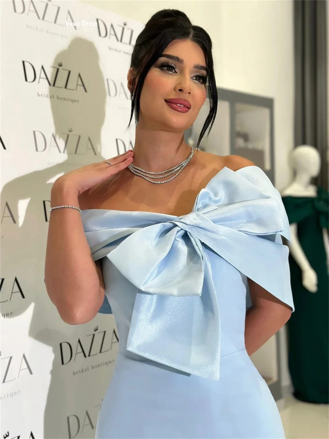 Vows Off-shoulder Wedding Evening Dress Woman Robes De Cocktail Dresses Bow Custom Made Prom Dresses Luxury Back-length Party