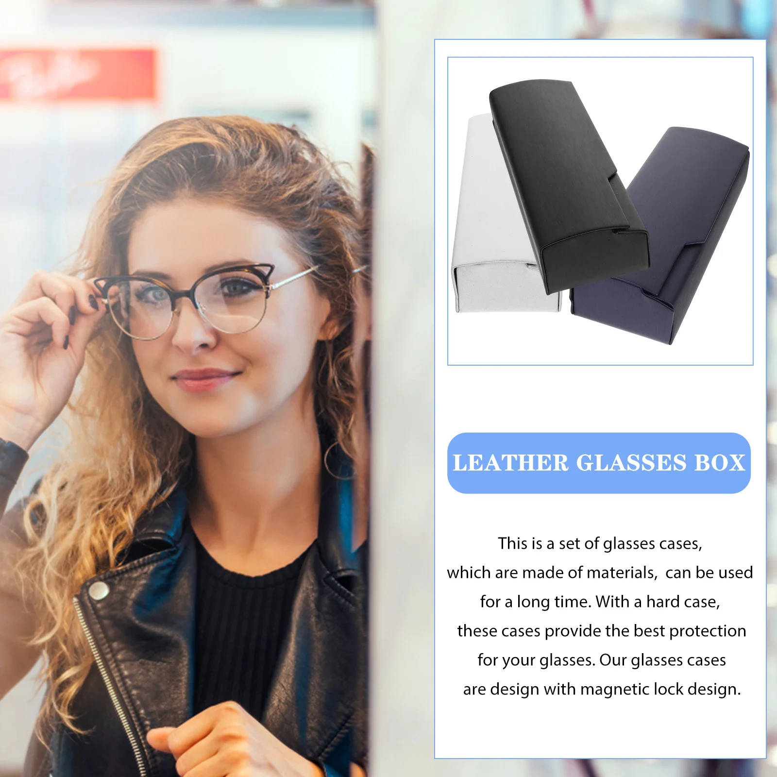 

3Pcs Glasses Protector Cases Hard Shell Magnetic Lock Compact Portable Eyeglasses Storage Box for Sunglasses