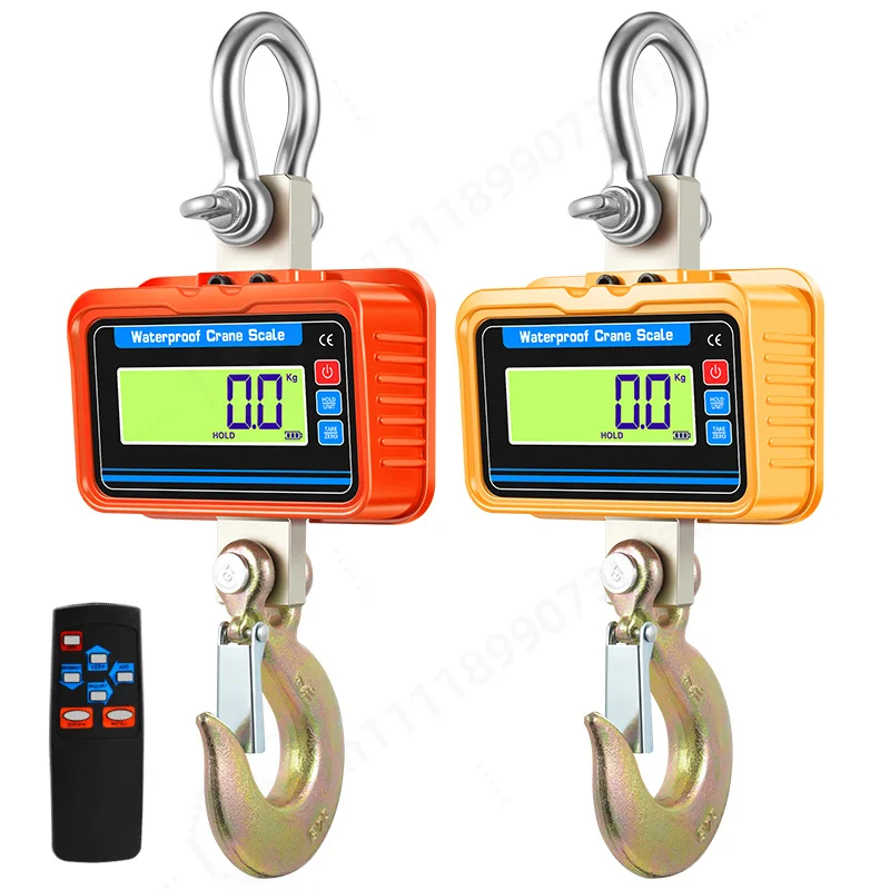 3000KG Waterproof Crane Scales Remote Control Heavy Duty Alloy Steel Hook Weighing Tools 3T LCD Display Electronic Hanging Scale
