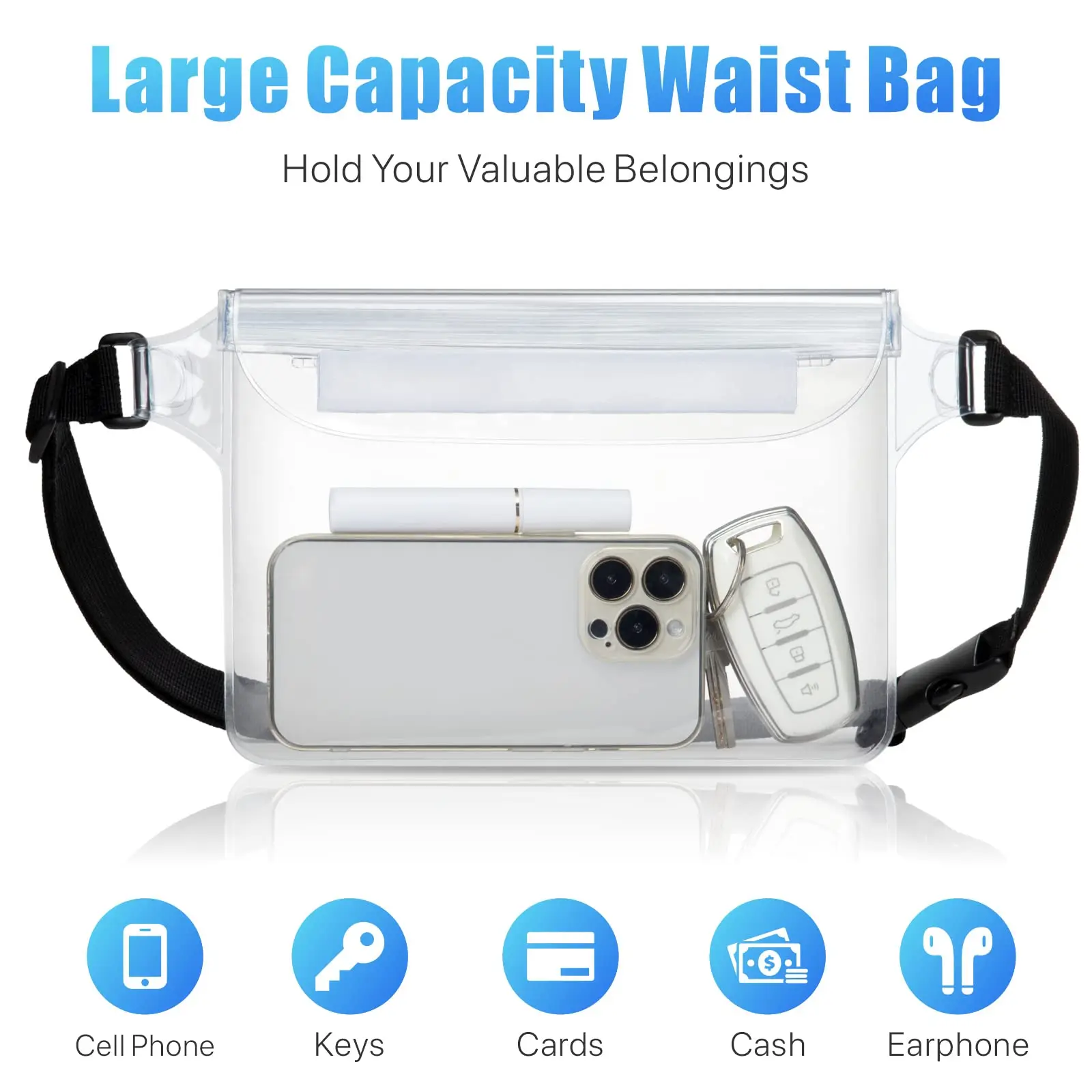Bolsa Impermeable para Teléfono con Correa Ajustable para la Cintura, Bolsa Seca para Mantener el Teléfono y Objetos de Valor Seguros para la Playa, Natación, Kayak, Navegación, Pesca