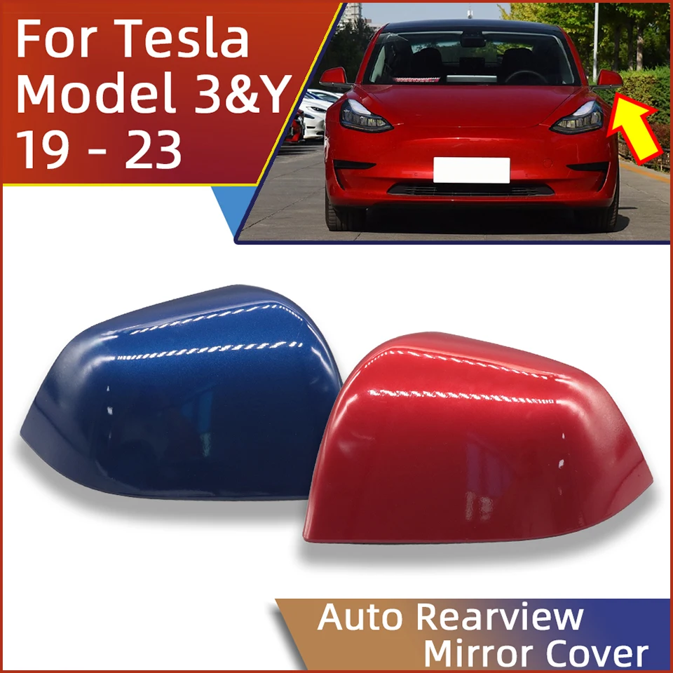 Car Outer Rearview Mirror Cover Housing Wing Mirror Cap Shell Lid For Tesla Model 3&Y 2019 2020 2021 2023 Easy Installation