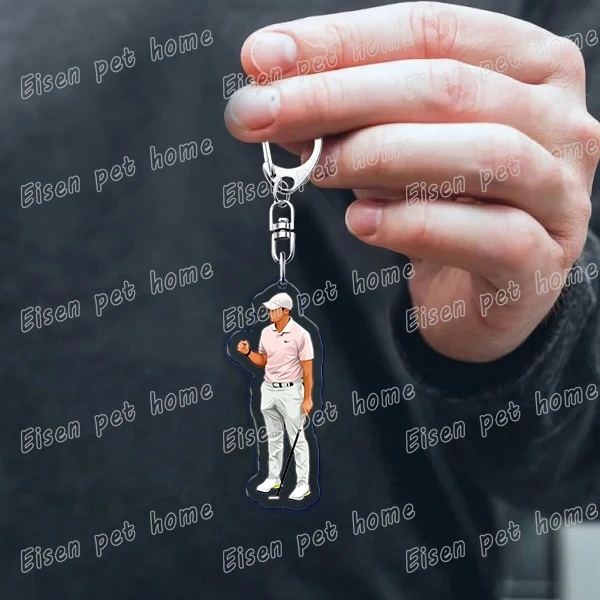 Sport Golf Golfer Keychains for Accessories Bag Fashion Red Car KeyChain Ring Jewelry Golfing Club Rory Fans Gifts Keyrings