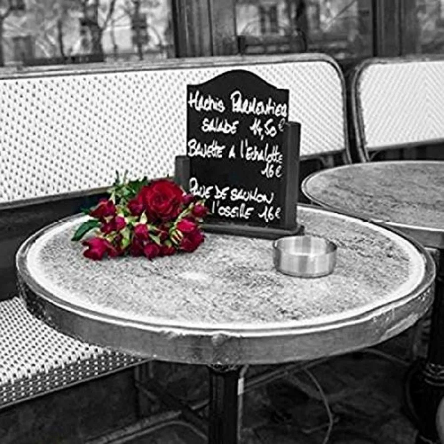 

Bunch of flowers on sidewalk cafe table Paris France Poster Print by Assaf Frank 24 x 24