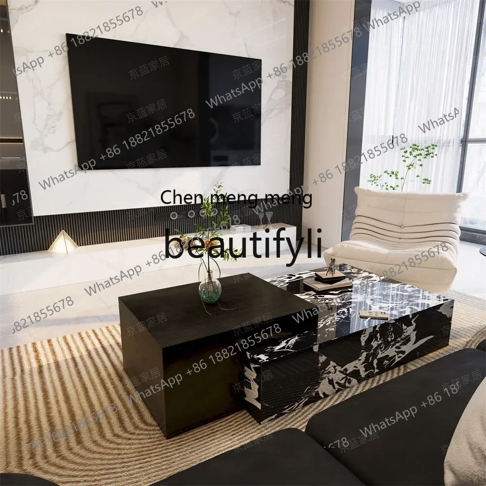 cn8617 LHY ss26 S26 Marble coffee table simple high-grade square solid wood combination Italian light luxury living room coffee