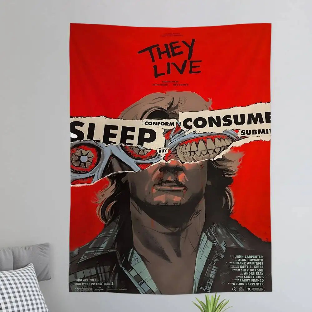 They Live Classic Movie John Carpenter Chart Tapestry for Living Room Home Dorm Decor Art Home Decor
