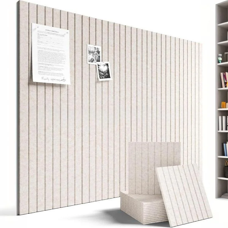 Felt Acoustic Wall Panels Groove Design Pinable Surface For Home Office Studio Noise ReductionFurnishing world