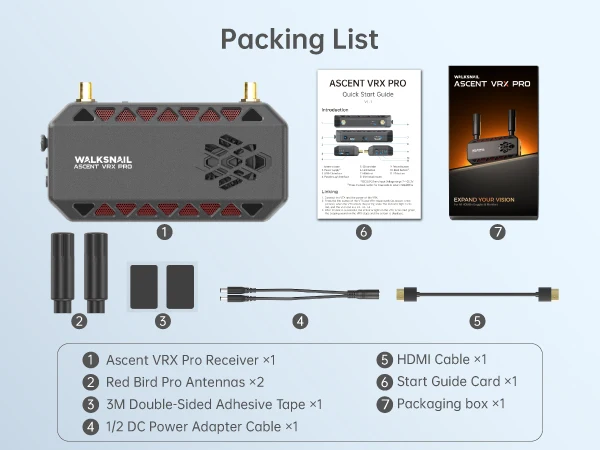 Caddx Walksnail Ascent VRX Pro Receiver Supports All FPV Goggles and Displays with HDMI Input Can Be Used with Ascent Lite+ VTX