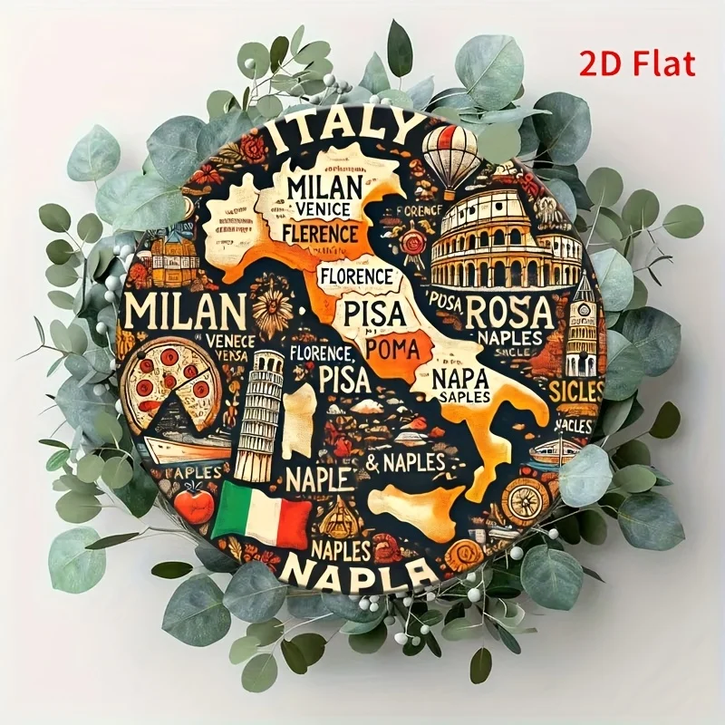 2D Flat - 1pc of 20.32 X 20.32 cm Vintage Style 2D Flat Metal Aluminum Wall Art Sign - Decoration for Bedroom, Kitchen, Dining R