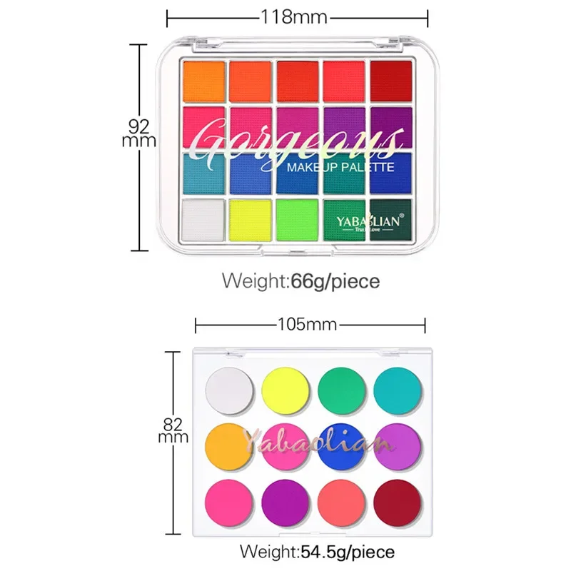 Pintura facial y corporal, aceite de pintura al agua segura no tóxica con pincel, herramientas para fiesta de maquillaje de Navidad y Halloween, 20/12 colores