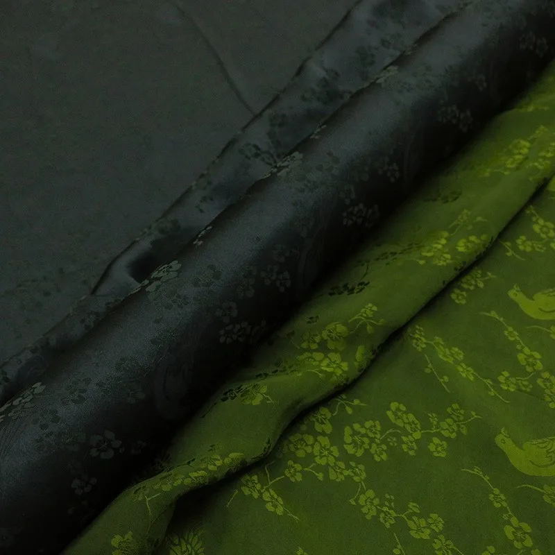 Old material ramie silk real auspicious bird jacquard satin intangible cultural heritage Xiangyunsha fabric Hanfu clothing