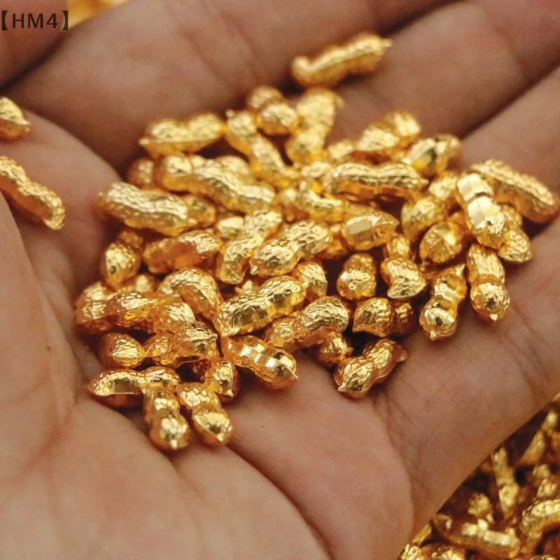 バHM4 Sigur100 Stück 1 cm massiv vergoldeter Reis-Erdnuss-Glücksschüsselfüller mit Barren, chinesische Glücksdekoration für Reichtum, Vasen-Display