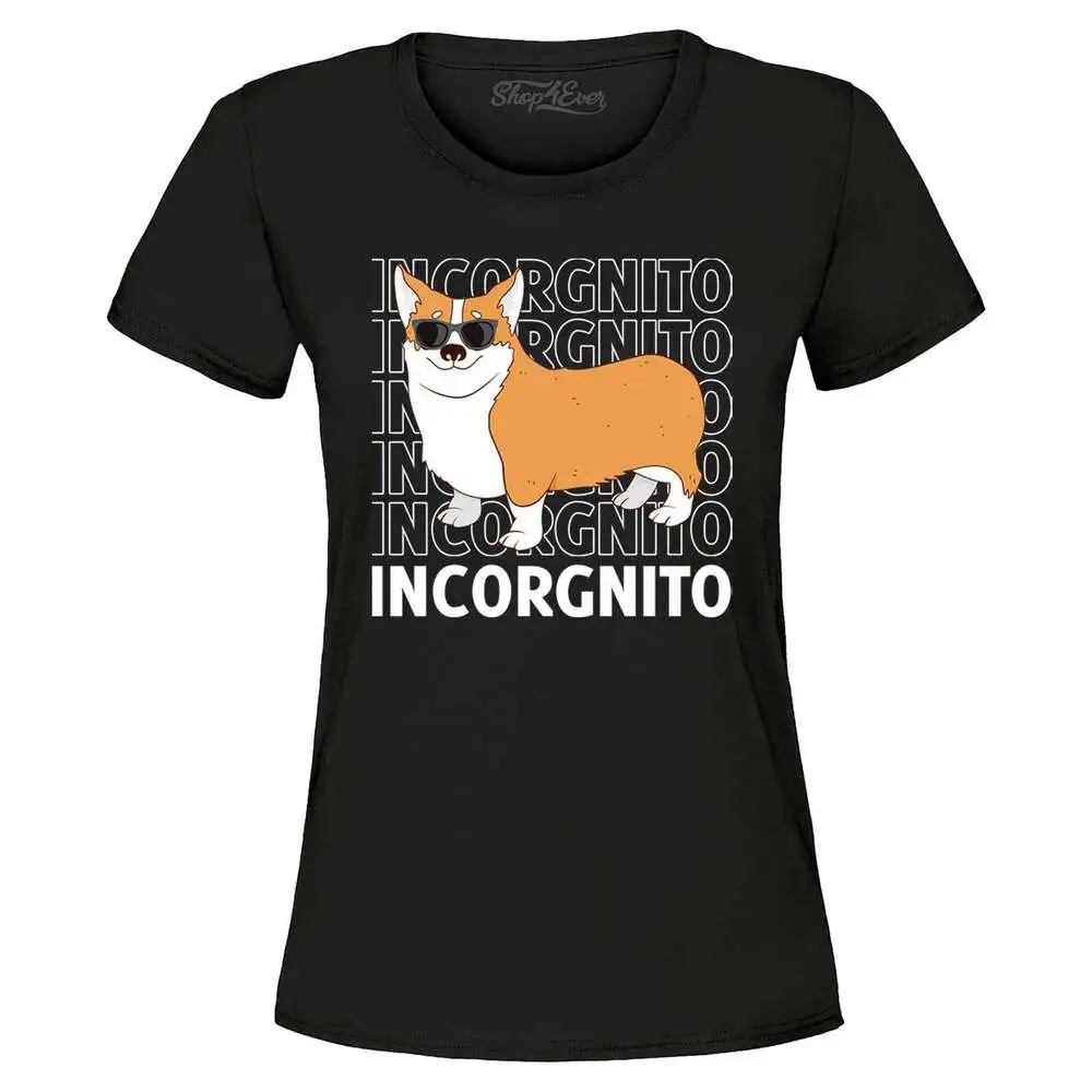 Incorgnito Funny Corgi Dog Incognito Women's T-Shirt Pet Shirtsvintage Luxury High quality brand oversizedGarment tops with shor