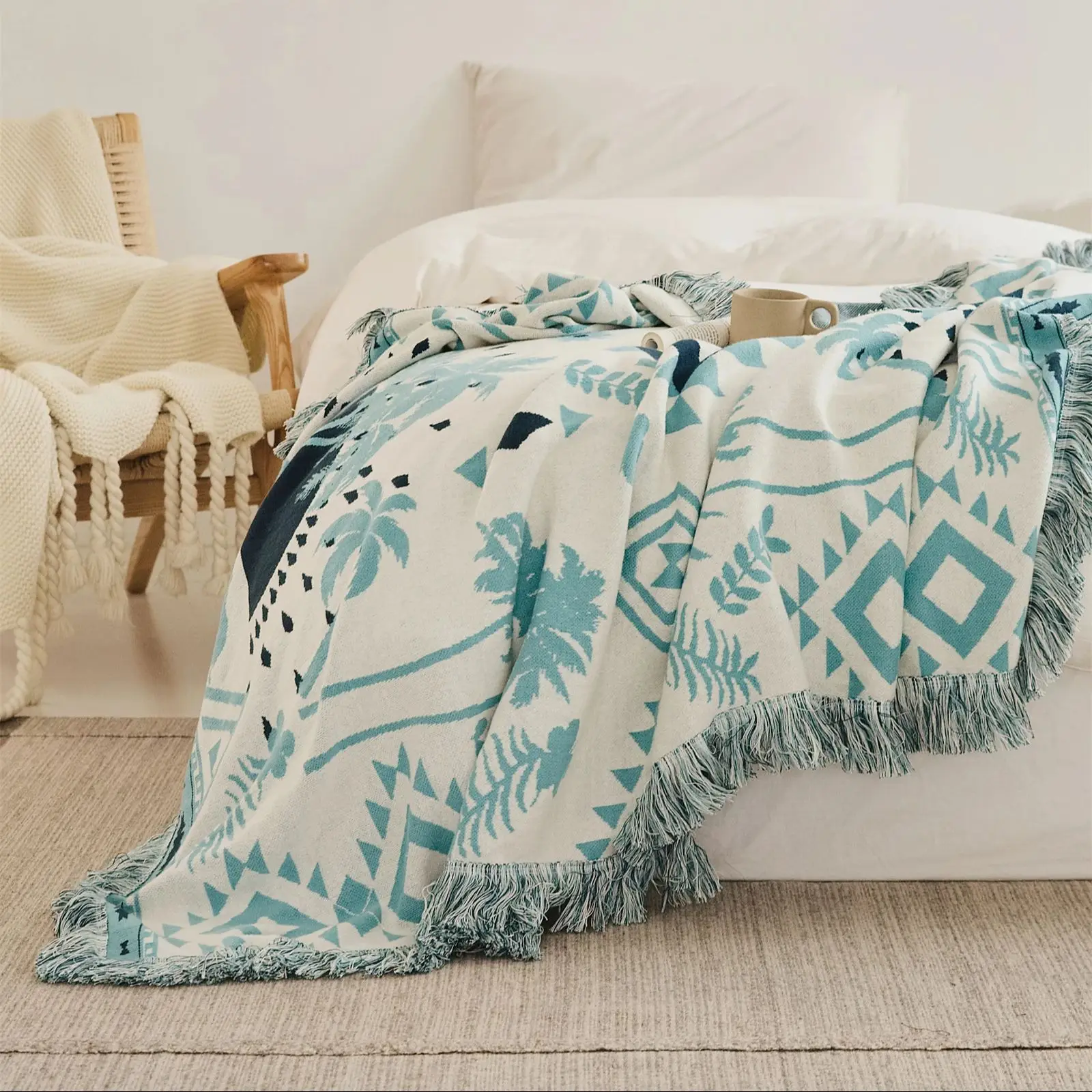 

REGINA Brand Bohemian Selva Pattern Blanket Soft Outdoor Travel Picnic Camping Cotton Knitted Blanket Sofa Bed Warm TV Blankets