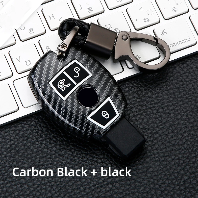 Carbon fiber Plastic Car Key Case Cover For Mercedes Benz A B C E G Class C200 C300 E350 W205 E260L GLK A45 AMG BGA Accessories