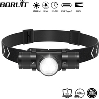BORUiT HP330 3*LEDs Headlamp 1200LM Powerful Type-C Rechargesble Headlight Waterproof Camping Fishing Head Torch Lantern