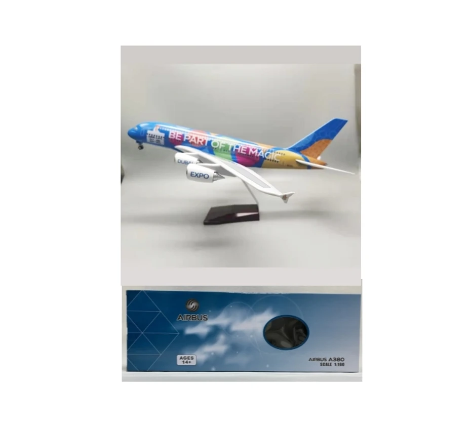 

1:160 Scale 46cm Airplane Model 380 UAE EXPO A380 Plane Model Diecast Resin With Light And Wheel Plane Gift Collection