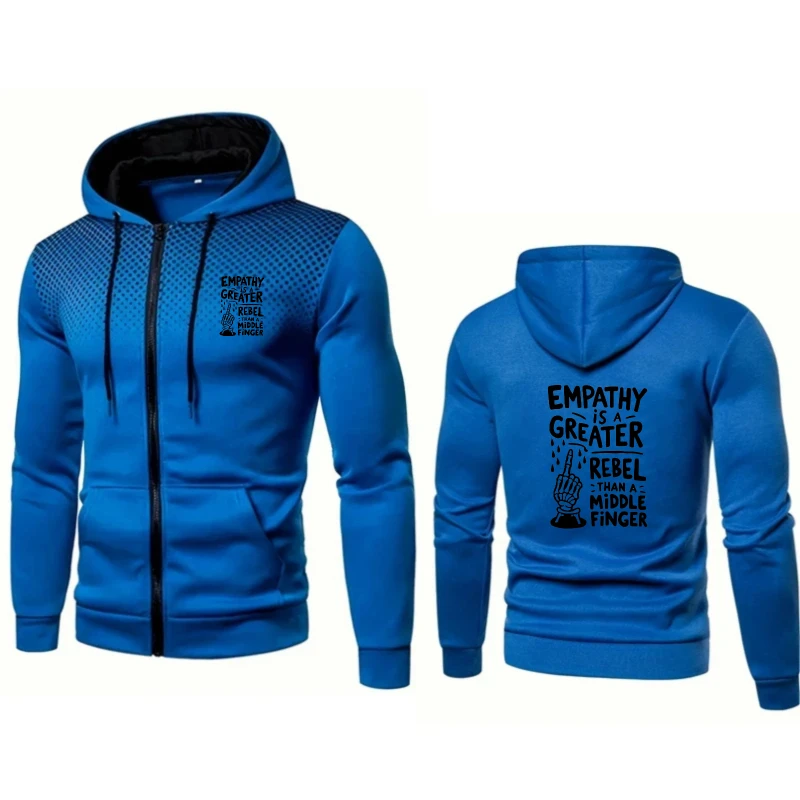 

Men's Hooded Jacket Blue Empathy Gave Me A Career Rebel Print Sweatshirt Casual Streetwear for Outdoor Activities