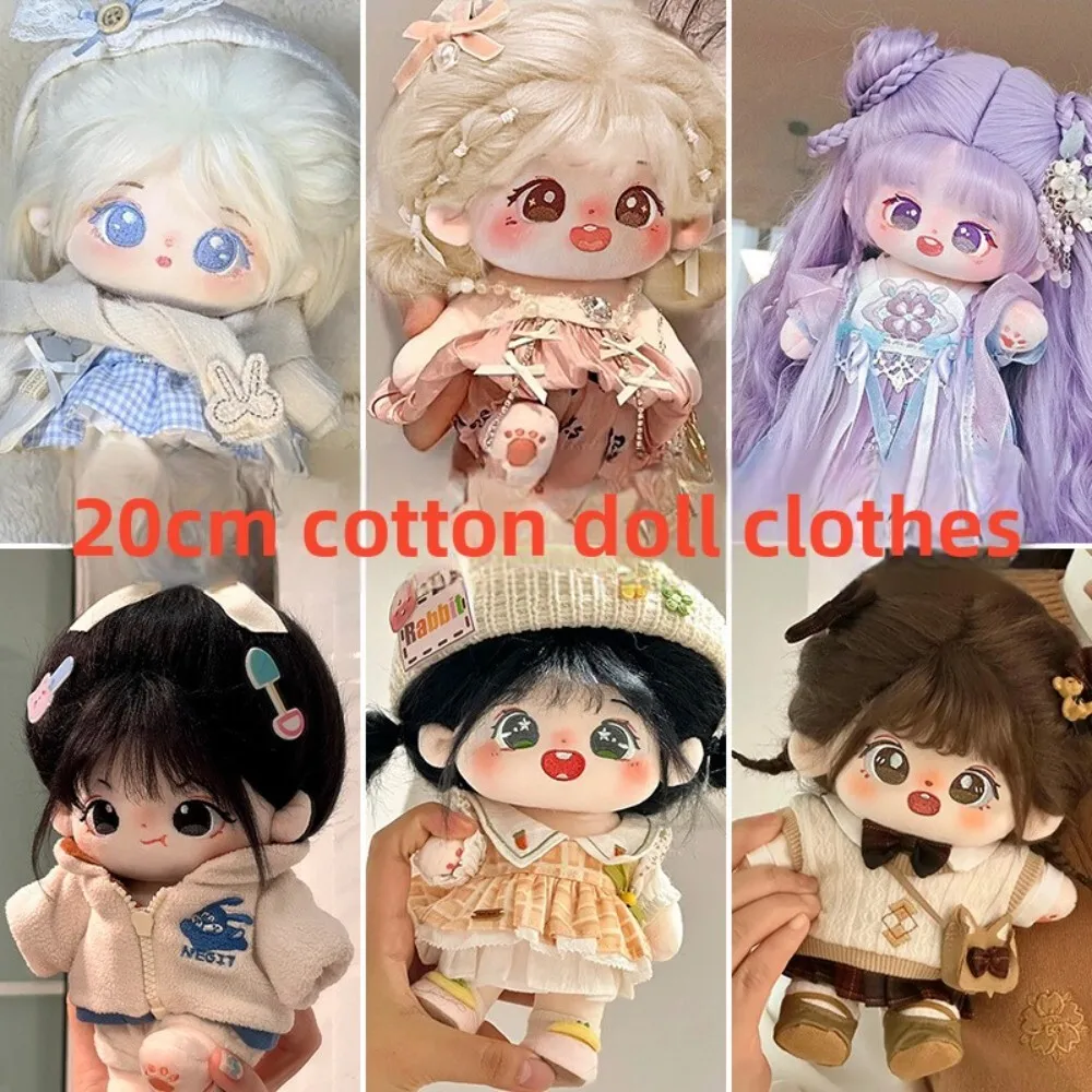

Soft Cotton Clothes Set for 20cm Plush Toy Dolls Unisex Daily Outfit for Dress Up Play and Toy Collection Display