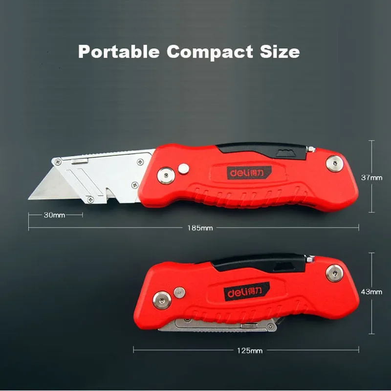 Imagem -06 - Deli-folding Utility Knife com Built-in Sk2 Lâminas Liga de Zinco Box Cutter Quick-change Ferramenta Portátil Segurança Pesada em 1