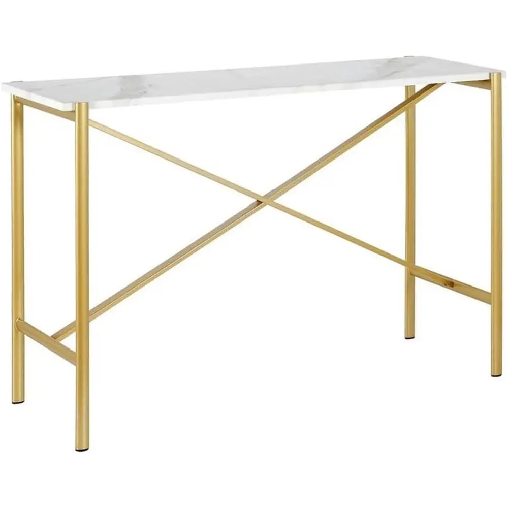 Bton 46'' Wide Recular ole Table with aux Marble Top in Gold